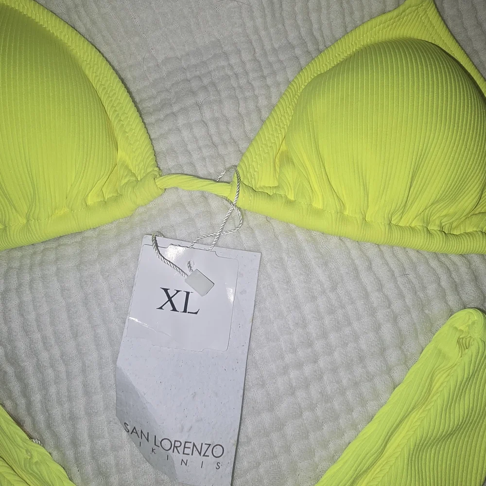BNWT San Lorenzo Womens Thong High Rise Neon Yellow Bikini - Picture 5 of 9
